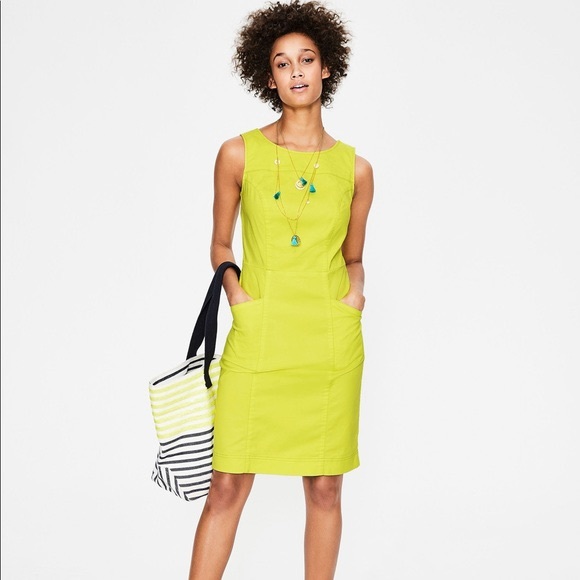 Boden Dresses & Skirts - BODEN Dress Tamara Sleeveless A-Line Mini Pockets Neon Green Yellow Size 4 NEW